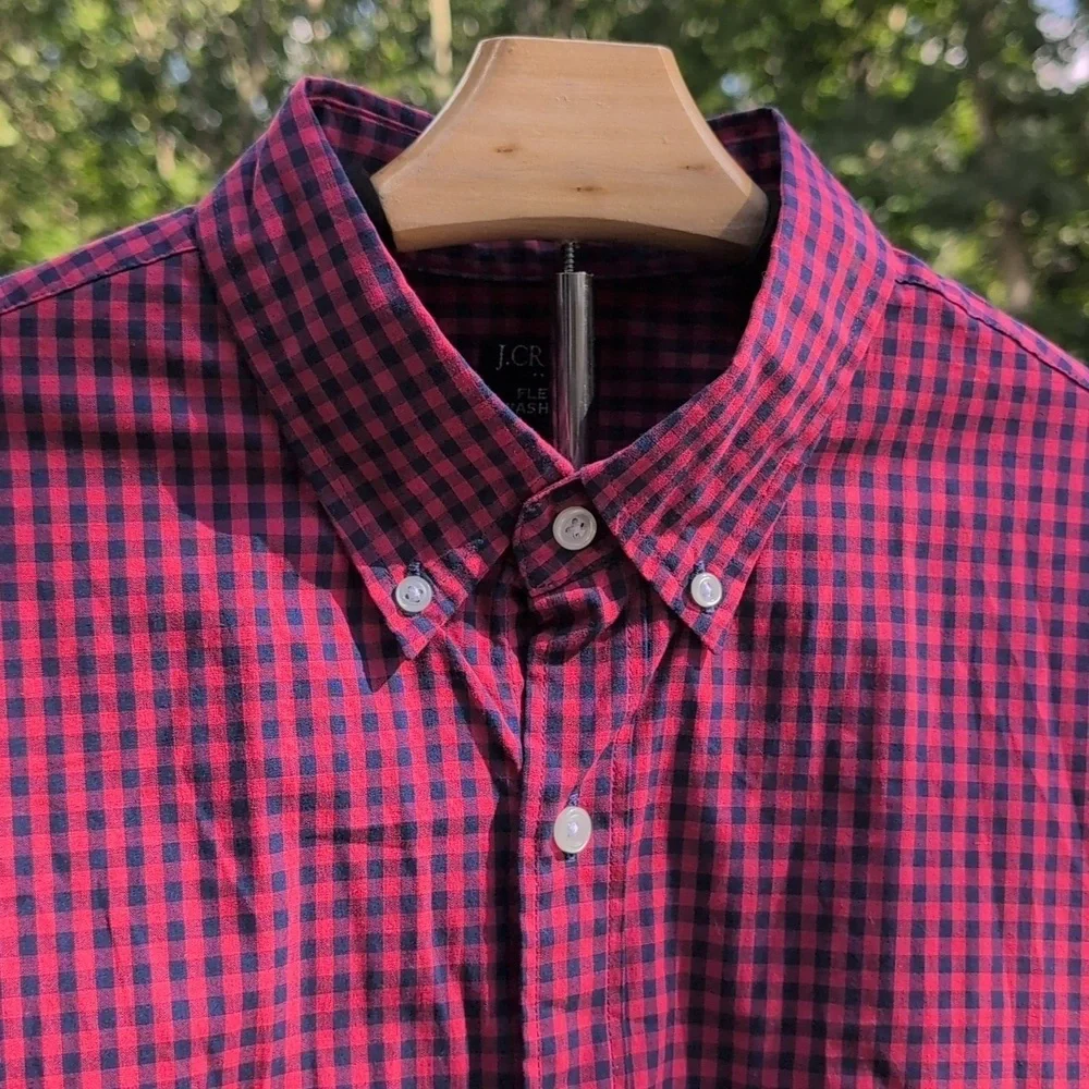 J.Crew Flex Washed Red & Blue Plaid Long-sleeve Button Down Shirt